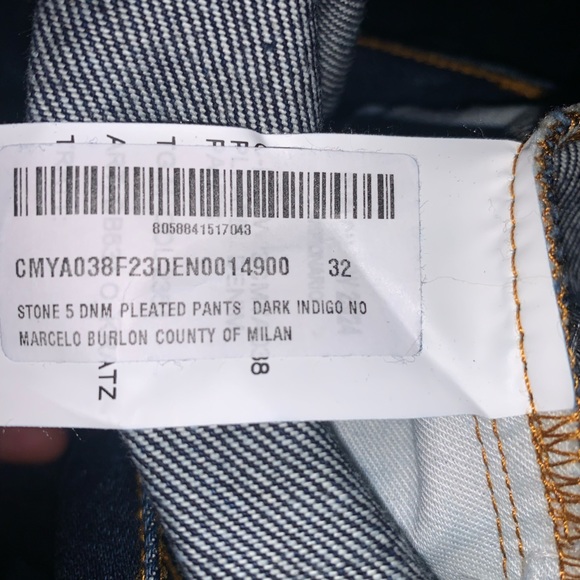 Marcelo Burlon Stone 5 Denim Pleated Jeans Pants Dark Blue Indigo 32 $800 - Picture 7 of 8